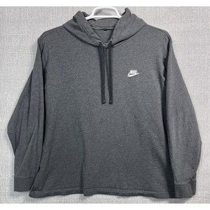 Nike Men's Club Jersey Pullover Hoodie CD4 Charcoal Heather/White XL